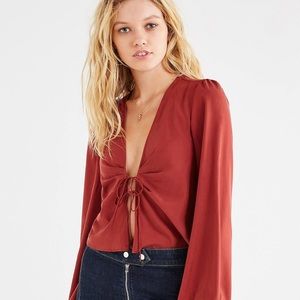 Urban Outfitters Kimchi Blue Tie-Front Balloon Sleeve Crop Top